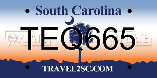 TEQ665 South Carolina License Plate