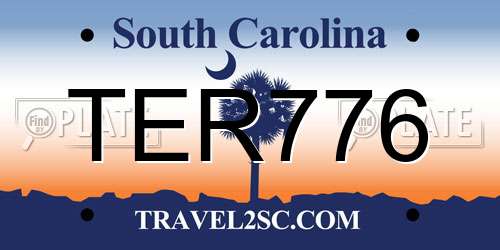 TER776 South Carolina License Plate