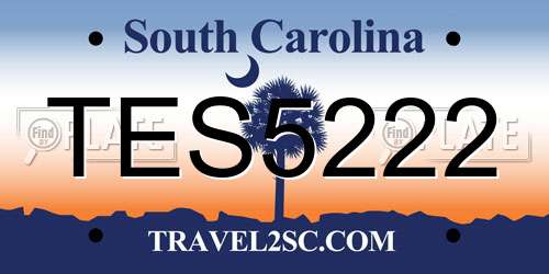 TES5222 South Carolina License Plate
