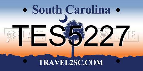 TES5227 South Carolina License Plate