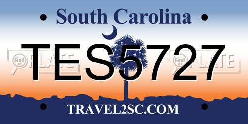TES5727 South Carolina License Plate