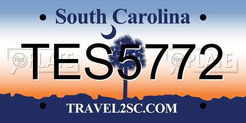 TES5772 South Carolina License Plate