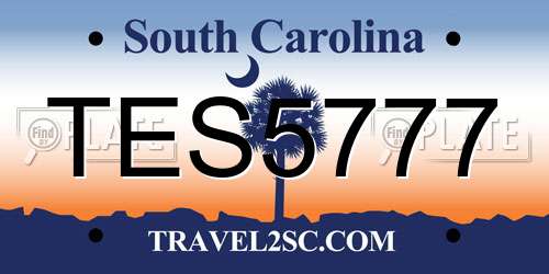 TES5777 South Carolina License Plate