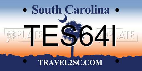 TES64I South Carolina License Plate