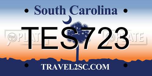 TES723 South Carolina License Plate