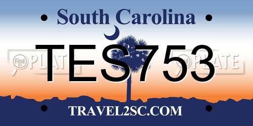 TES753 South Carolina License Plate