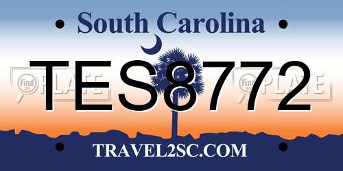 TES8772 South Carolina License Plate