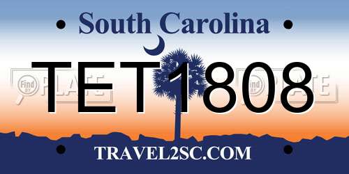 TET1808 South Carolina License Plate