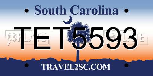 TET5593 South Carolina License Plate