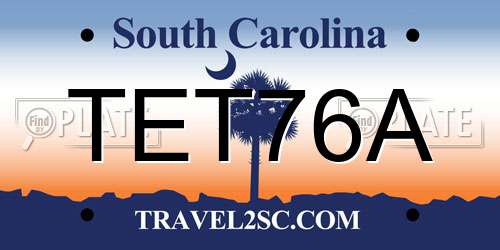 TET76A South Carolina License Plate
