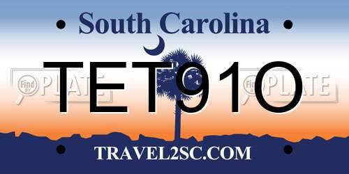 TET91O South Carolina License Plate