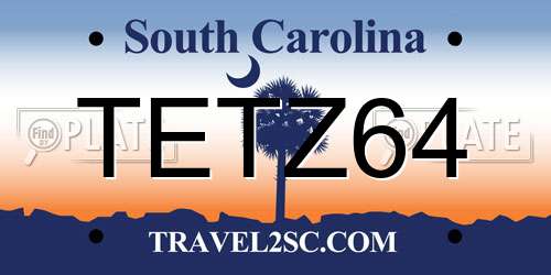 TETZ64 South Carolina License Plate