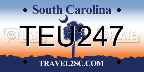 TEU247 South Carolina License Plate
