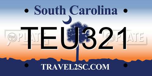 TEU321 South Carolina License Plate