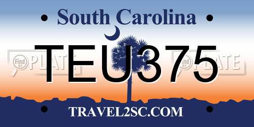 TEU375 South Carolina License Plate