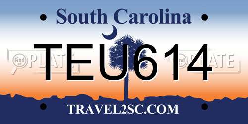 TEU614 South Carolina License Plate
