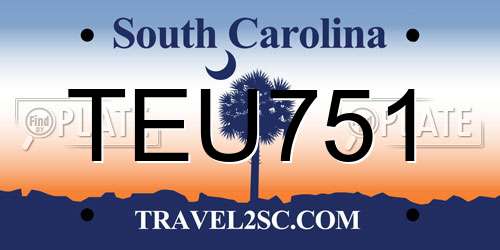 TEU751 South Carolina License Plate