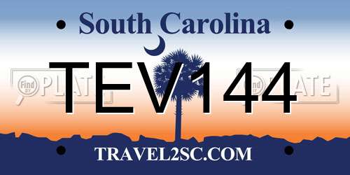 TEV144 South Carolina License Plate