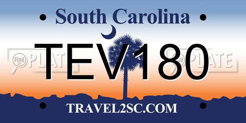 TEV180 South Carolina License Plate