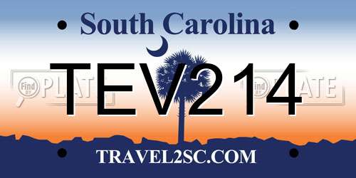 TEV214 South Carolina License Plate