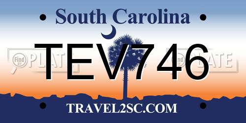 TEV746 South Carolina License Plate