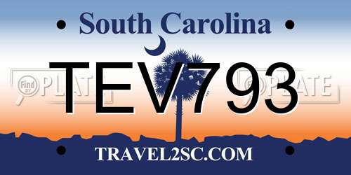 TEV793 South Carolina License Plate