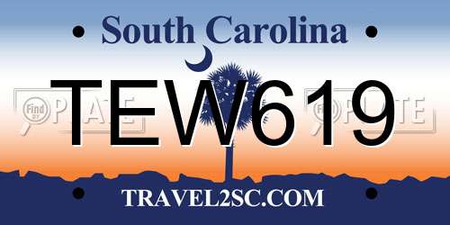 TEW619 South Carolina License Plate