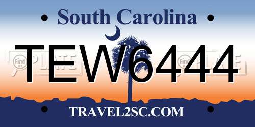 TEW6444 South Carolina License Plate