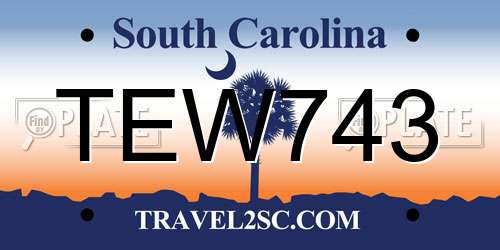 TEW743 South Carolina License Plate