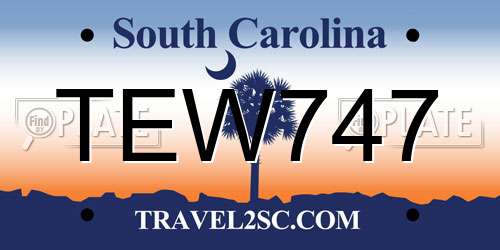 TEW747 South Carolina License Plate
