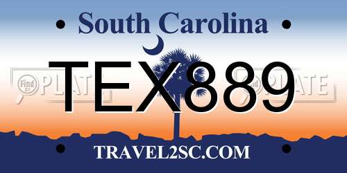 TEX889 South Carolina License Plate