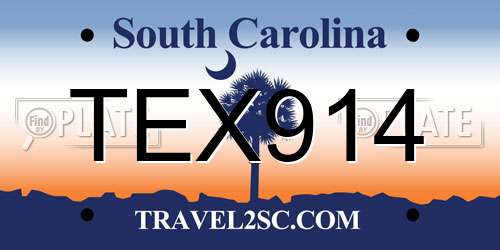 TEX914 South Carolina License Plate