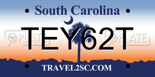 TEY62T South Carolina License Plate