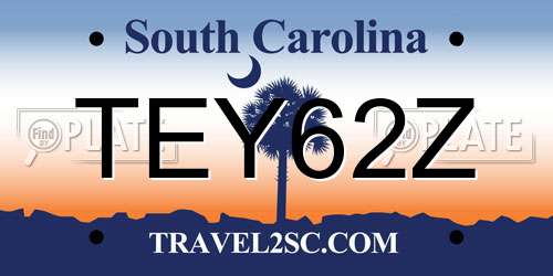 TEY62Z South Carolina License Plate