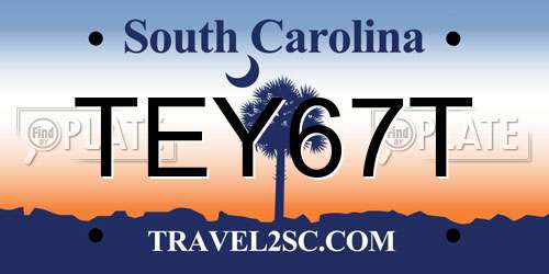TEY67T South Carolina License Plate