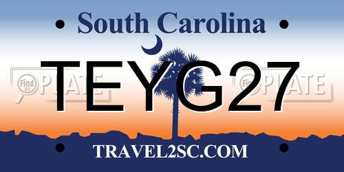 TEYG27 South Carolina License Plate