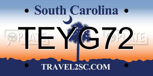 TEYG72 South Carolina License Plate