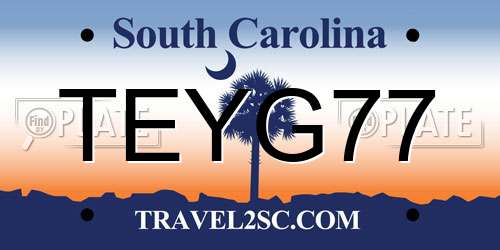 TEYG77 South Carolina License Plate