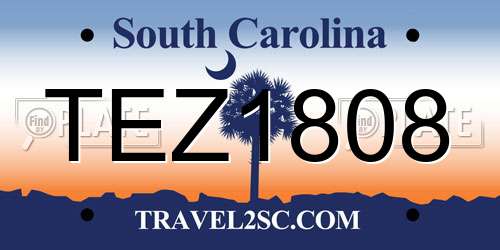 TEZ1808 South Carolina License Plate