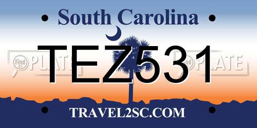 TEZ531 South Carolina License Plate