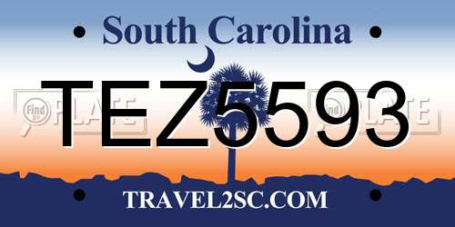 TEZ5593 South Carolina License Plate