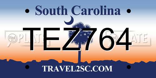 TEZ764 South Carolina License Plate