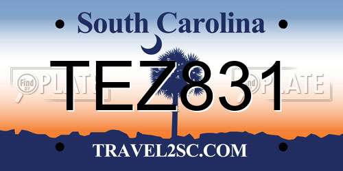 TEZ831 South Carolina License Plate