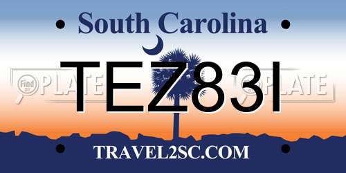 TEZ83I South Carolina License Plate