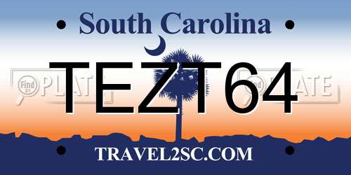 TEZT64 South Carolina License Plate