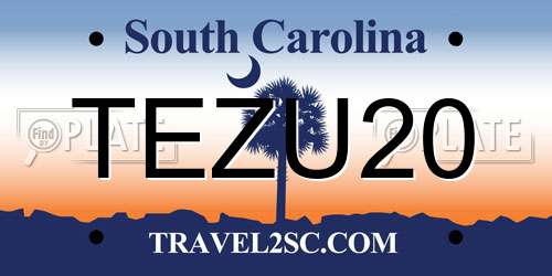 TEZU20 South Carolina License Plate