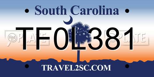 TF0L381 South Carolina License Plate