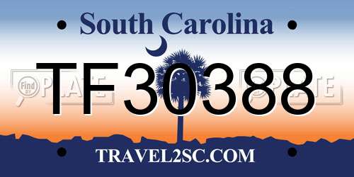 TF30388 South Carolina License Plate