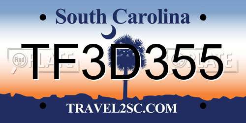TF3D355 South Carolina License Plate