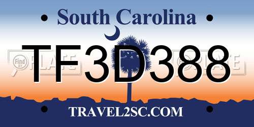 TF3D388 South Carolina License Plate
